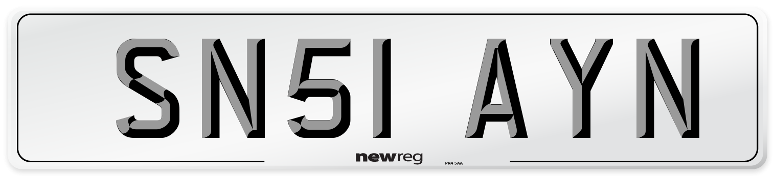 SN51 AYN Number Plate from New Reg